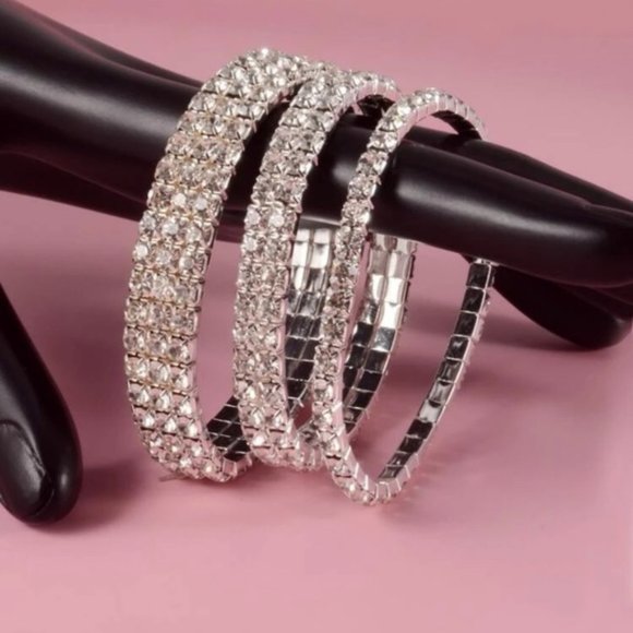 3pcs Rhinestone Decor Bracelet For Women Fashion WeddingGift Engagement … - Picture 4 of 4